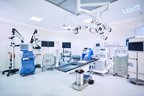 Hospital Surgery Room with Monitors and Equipment