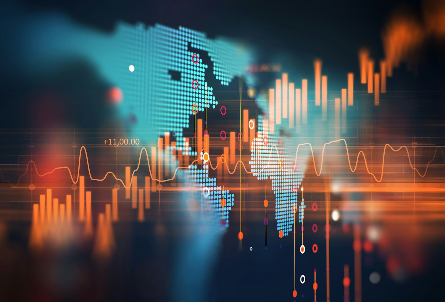 Technical Financial Graph on Technology Background