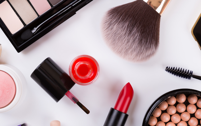 Top View of Makeup Cosmetics Set
