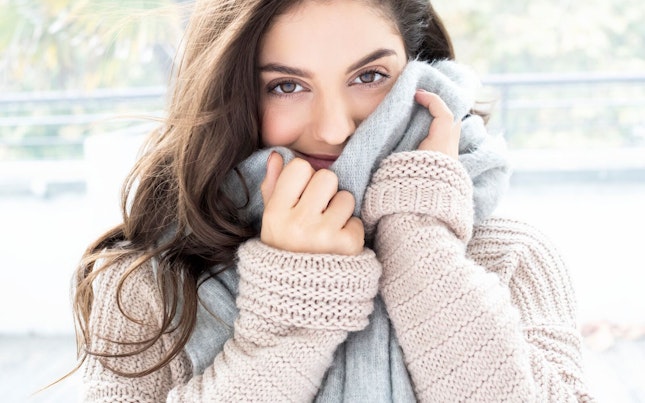 Woman Wearing Knitted Sweater