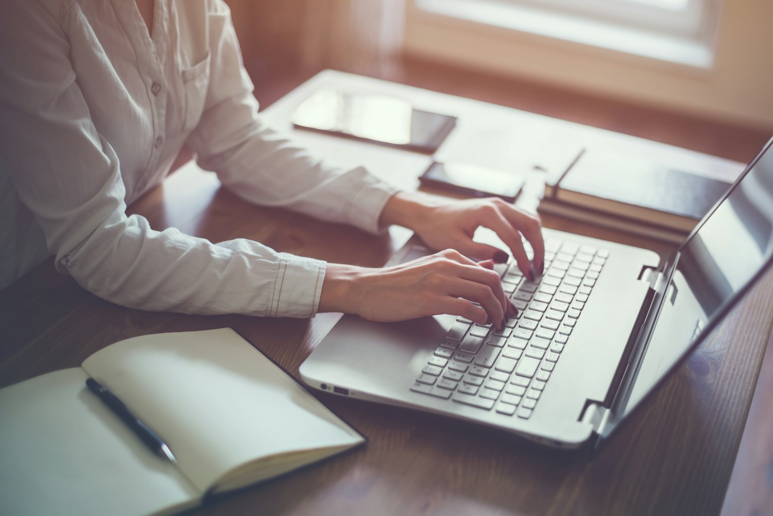 Woman Working on a Computer