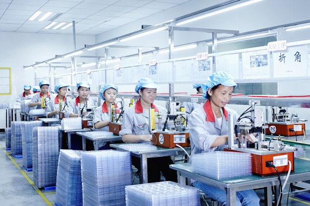 Women Working in E-Cigarette Factory in Asia