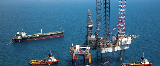 Offshore Oil Rig Aerial View