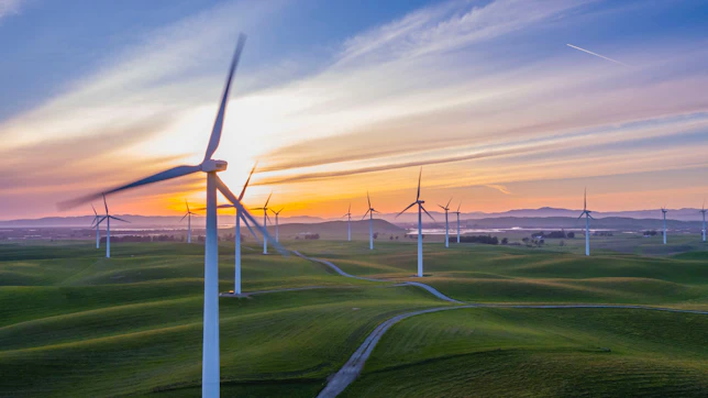 Wind Turbine Farm at Sunset