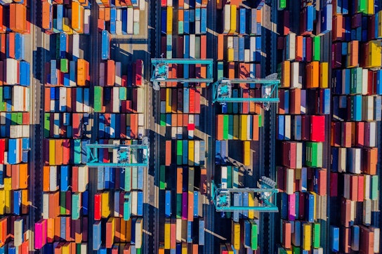 aerial view of container yard