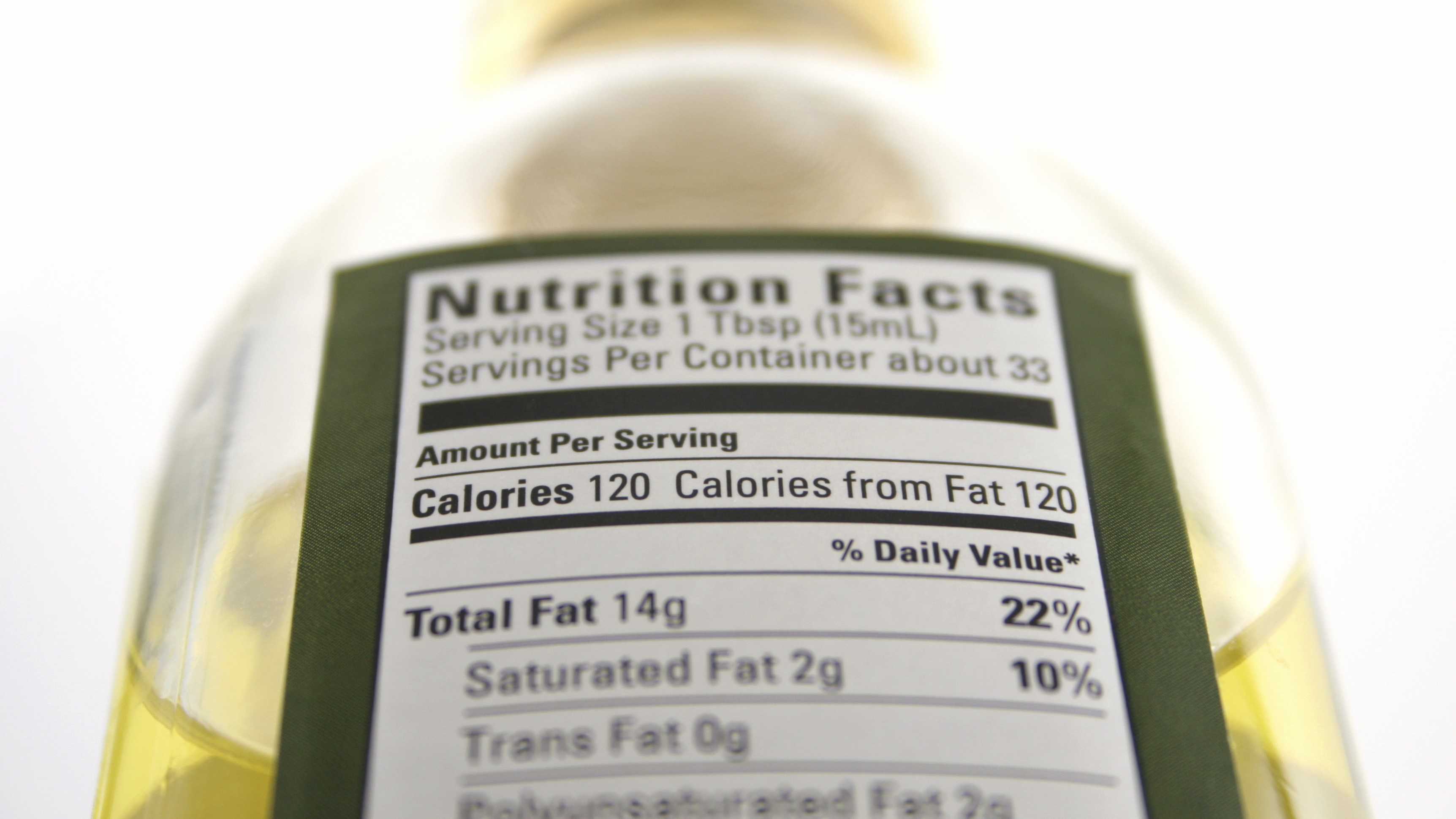 nutrition label on a bottle
