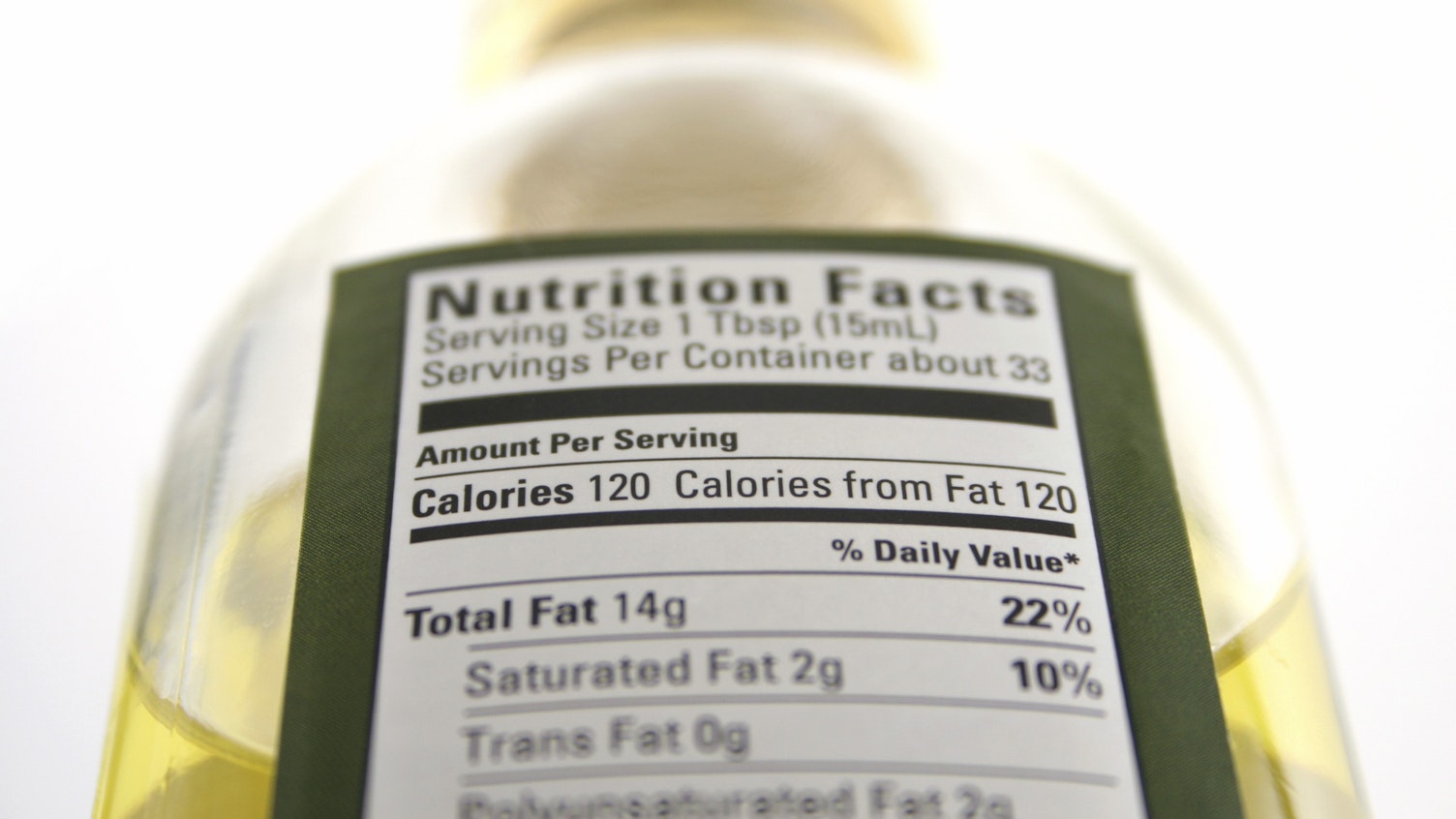 nutrition label on a bottle