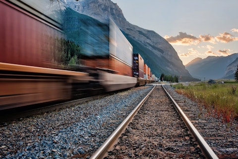 Cargo Train in Motion