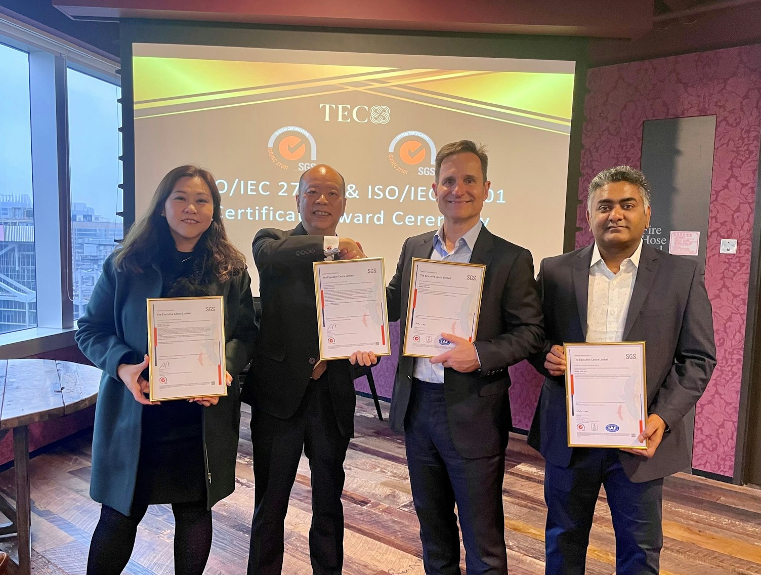 The Executive Centre cert presentation