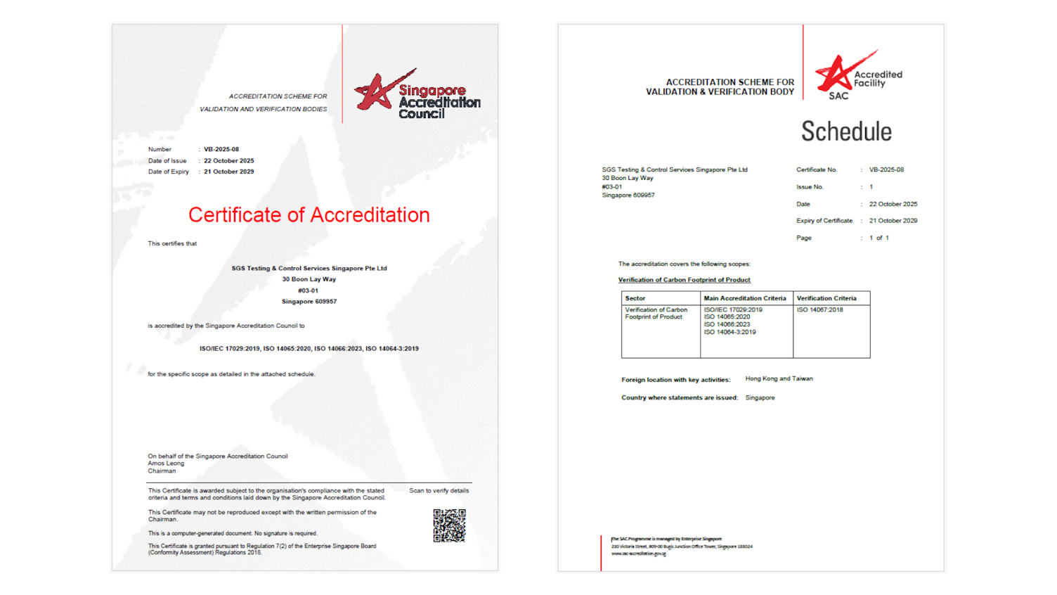 SAC PCF Cert Schedule