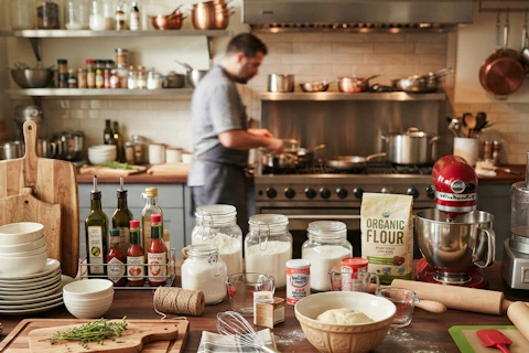 Cookware and Utensils on Kitchentop Table