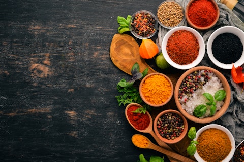 A set of spices and herbs