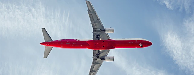 Aircraft flying view from bottom