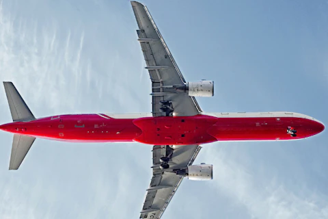 Aircraft flying view from bottom