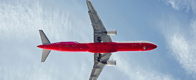 Aircraft flying view from bottom