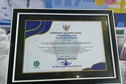 Zero Accident Award from the Governor of North Sulawesi
