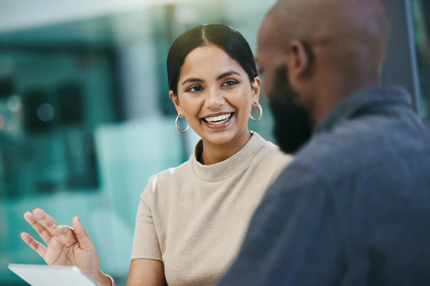 Woman Coordinating with a Man