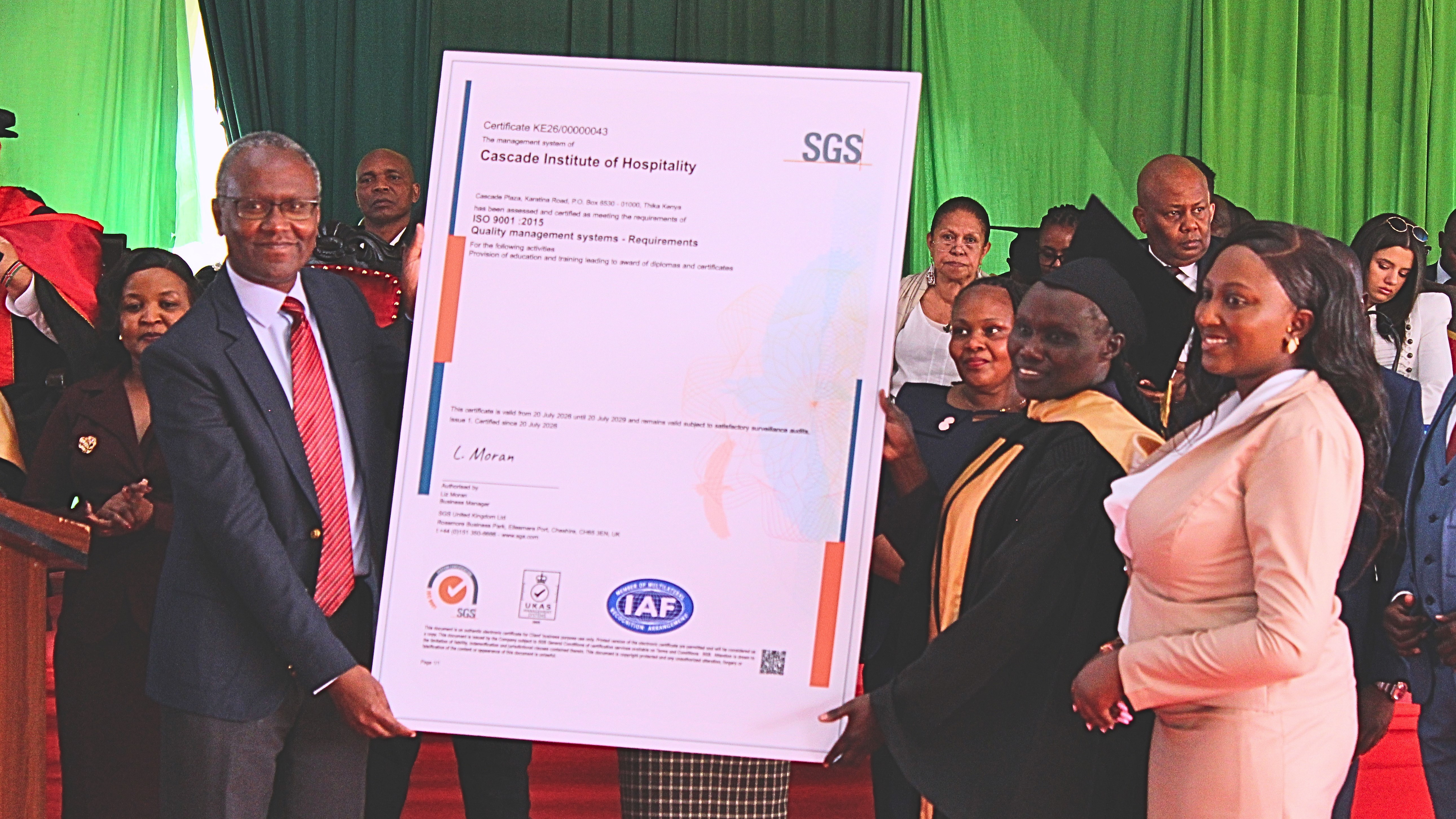 Cascade Institute of Hospitality in Kenya Strengthens Quality Management with ISO 9001 Certification by SGS