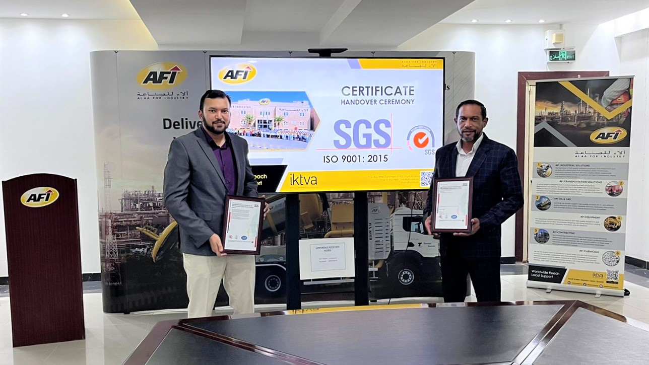 Alaa For Industry (AFI Group) Achieves ISO 90012015 Certification by SGS