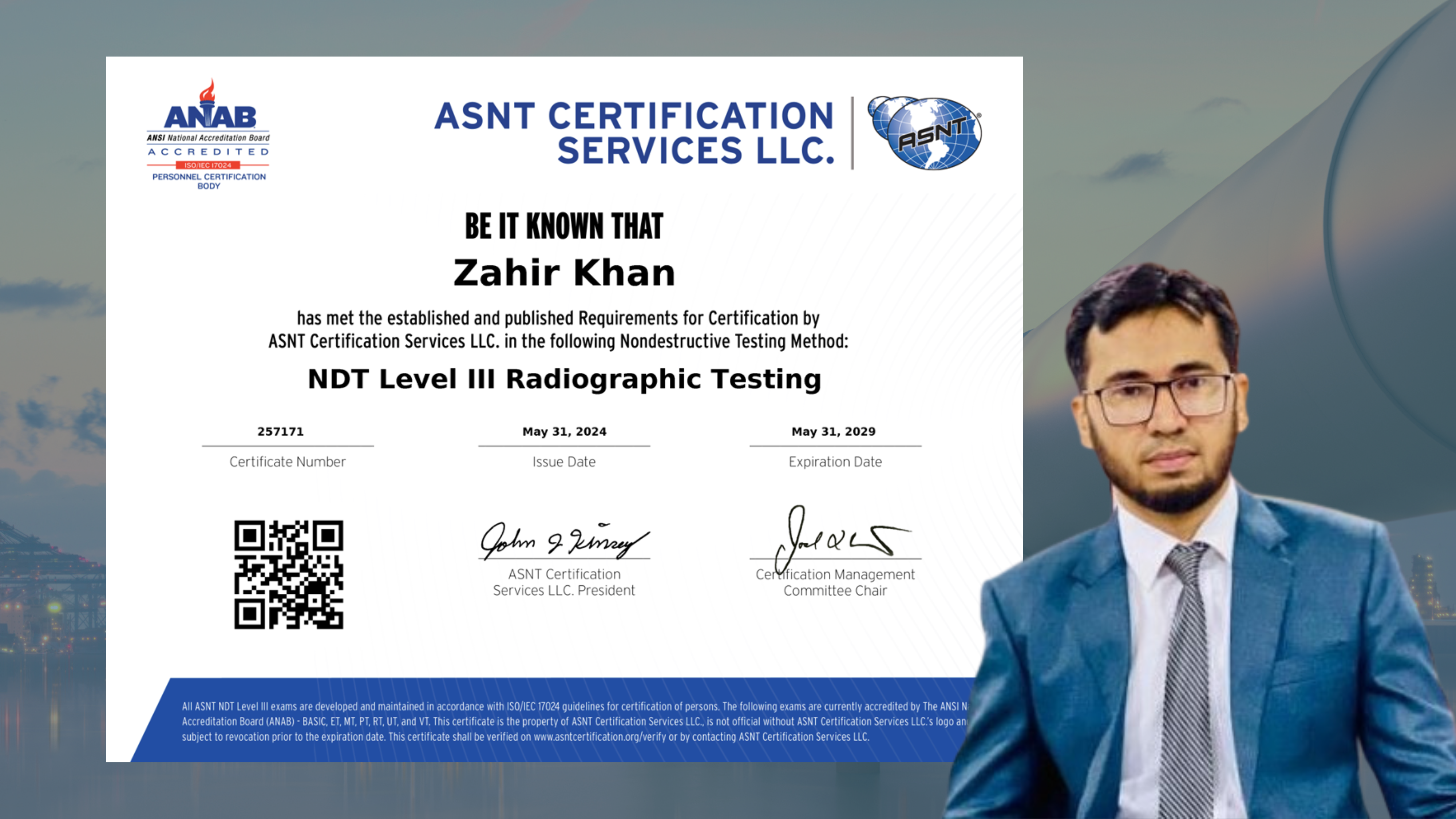 ASNT NDT Level III Certification in Radiographic Testing