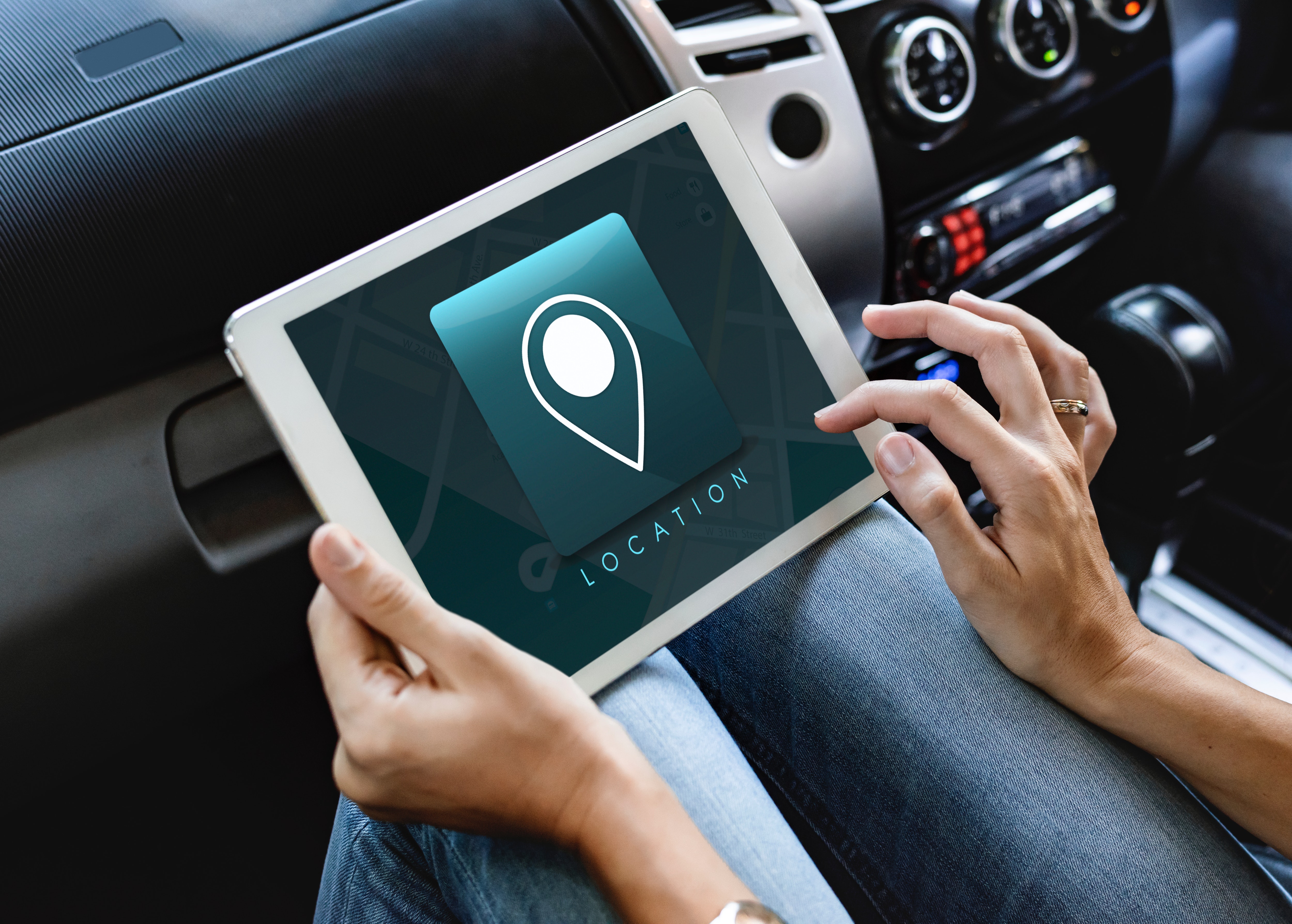 Tablet with Navigation System in Car