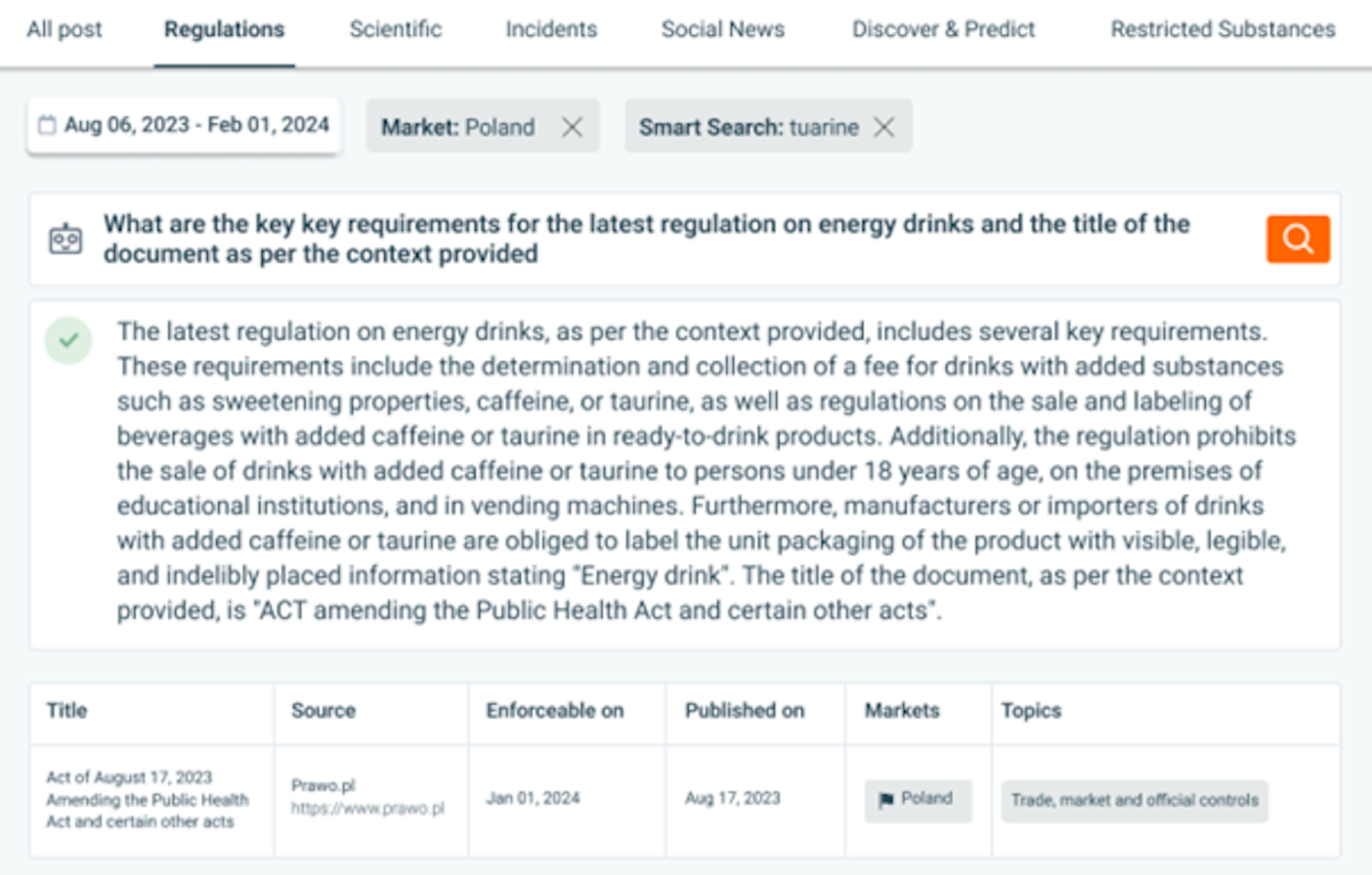 Zrzut ekranu z narzędzia SGS Digicomply.