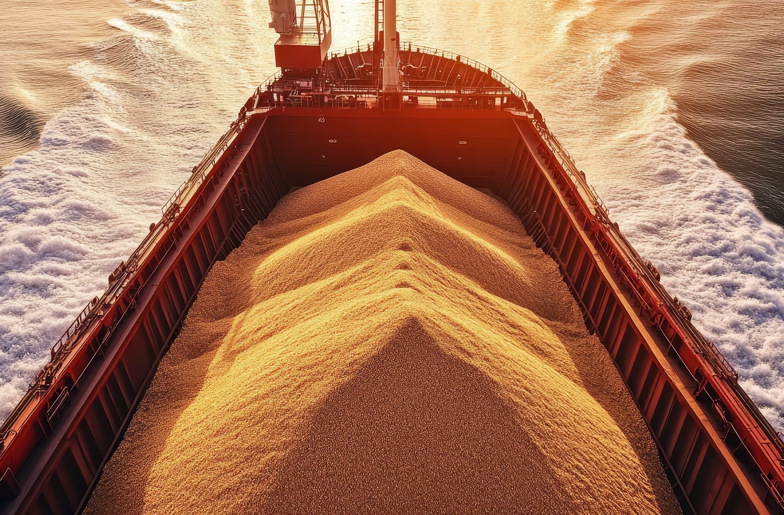 Statek towarowy przewożący zboże.