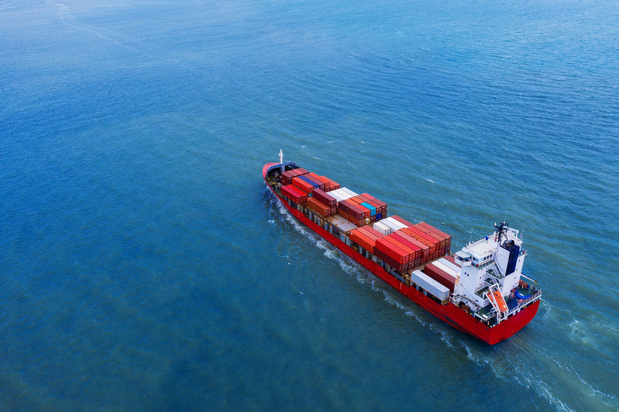Large cargo ship at sea