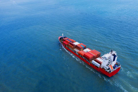 Large cargo ship at sea