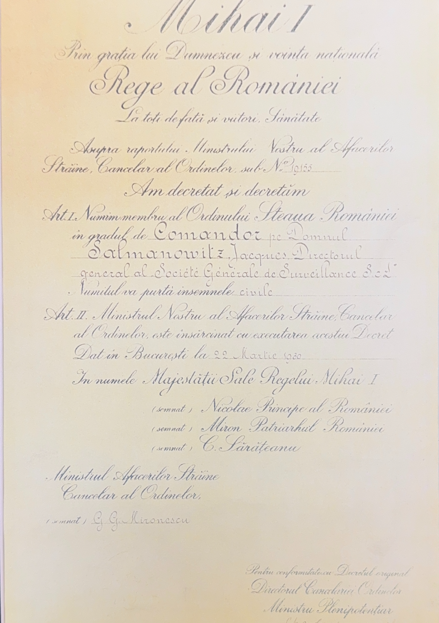 Steaua Romaniei Grad de Comandor (1930)