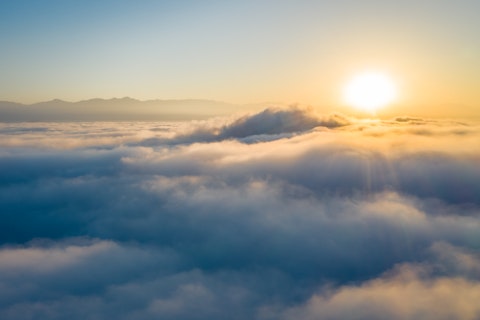 Aerial Shot of Clouds at Sunrise
