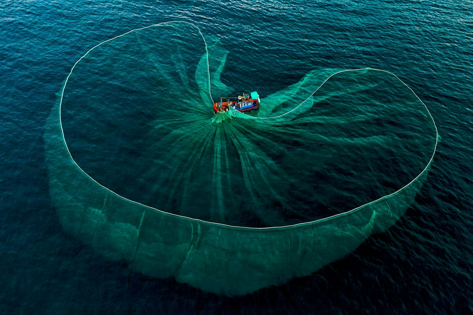Aerial View of a Fishermen Boat