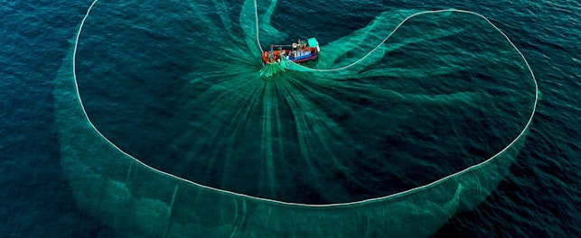 Aerial View of a Fishermen Boat