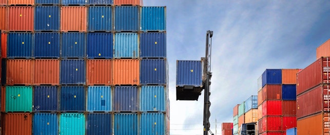 Crane Lifting Up Container