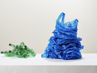 Crushed Plastic Bottles and Plastic Carrier Bags