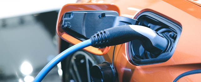 Electric Car Charging Battery in Station