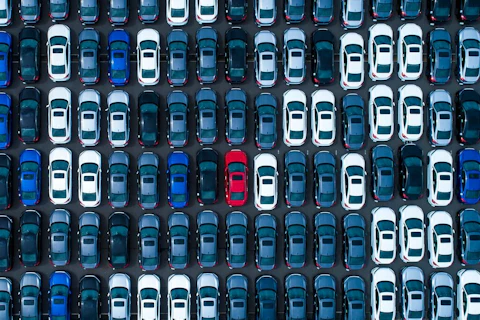 top view of a car park