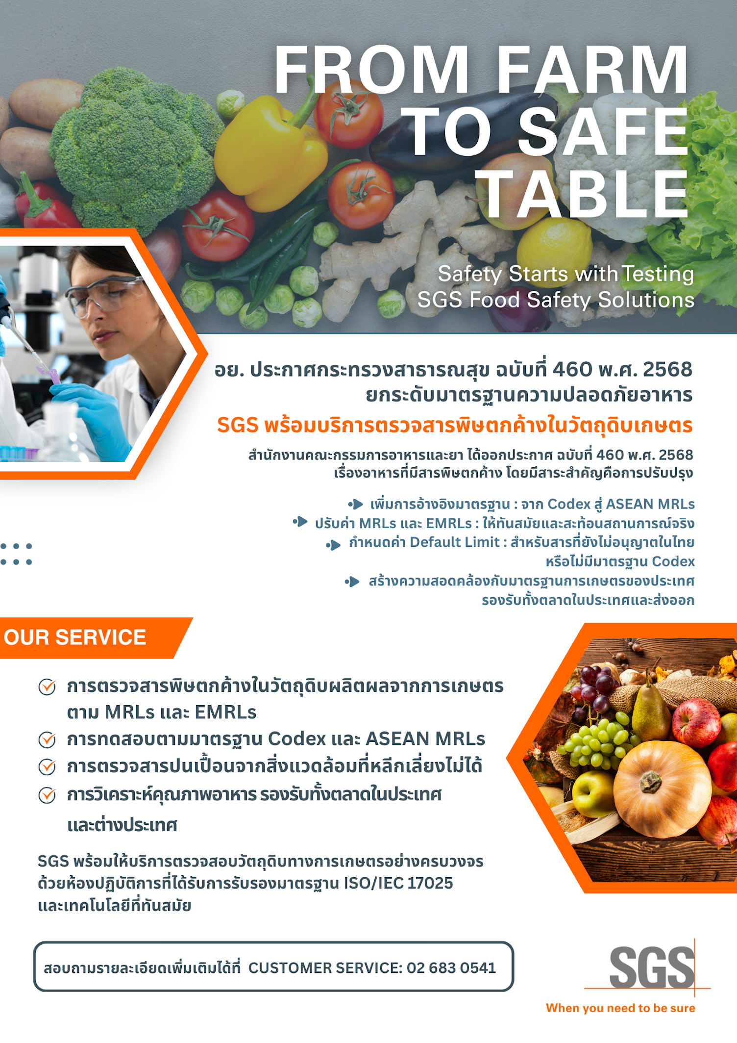 เอสจีเอสทดสอบสารตกค้างในผลผลิตทางการเกษตร