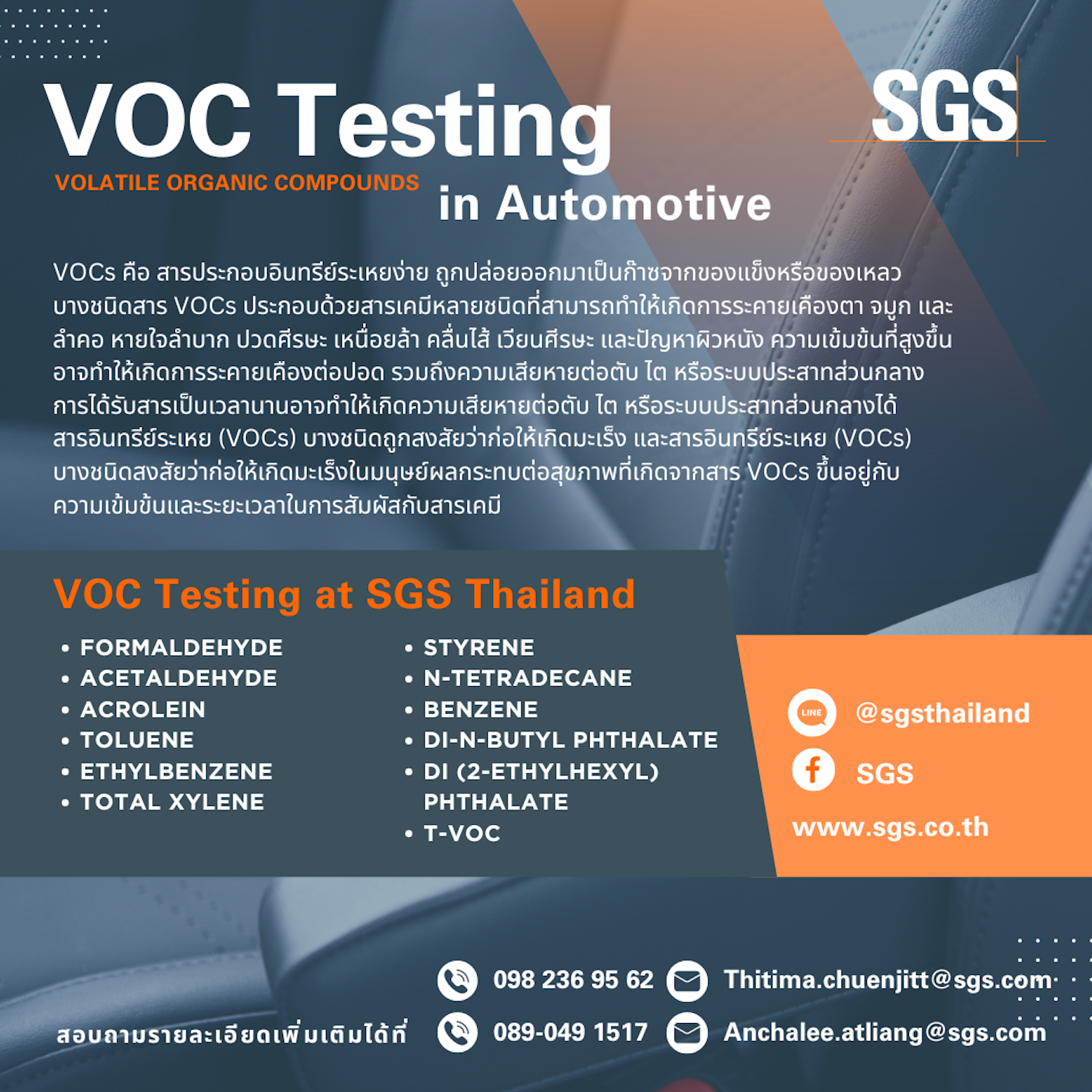 บริการตรวจ VOCs ในรถยนต์