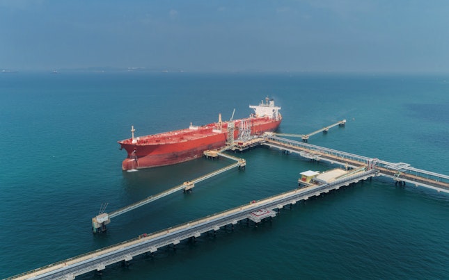 Aerial shot of Cargo Ship