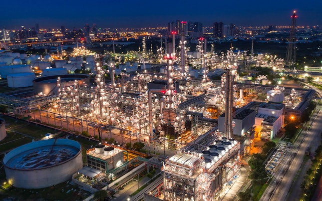 Aerial View Of Oil And Gas Industry Refinery In BKK Thailand