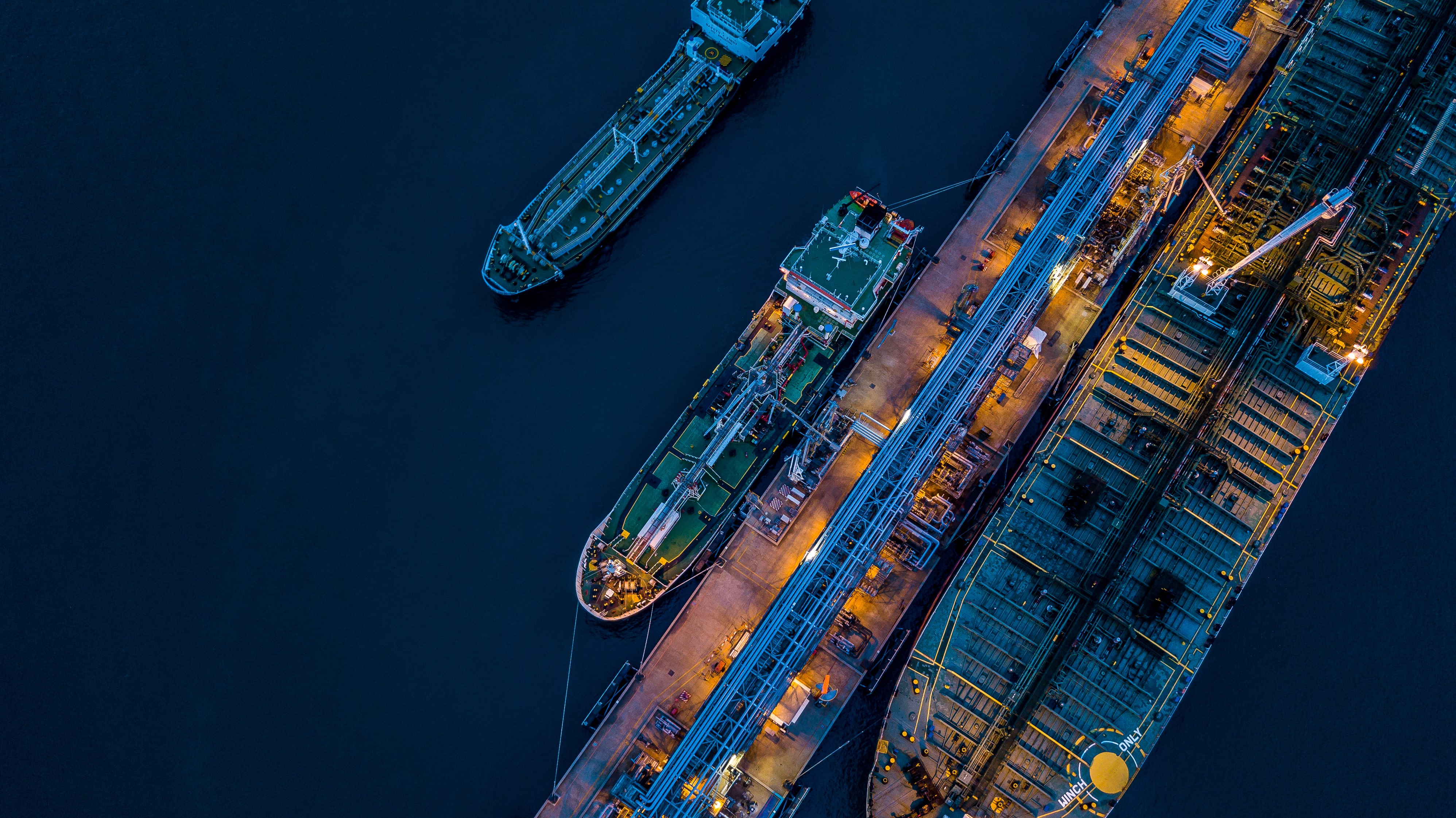 Aerial View Oil and Gas Tanker Cargo Ship Offshore at the Port