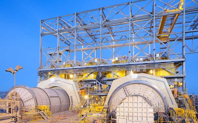 Ball mills at a Copper Mine in Chile at dawn