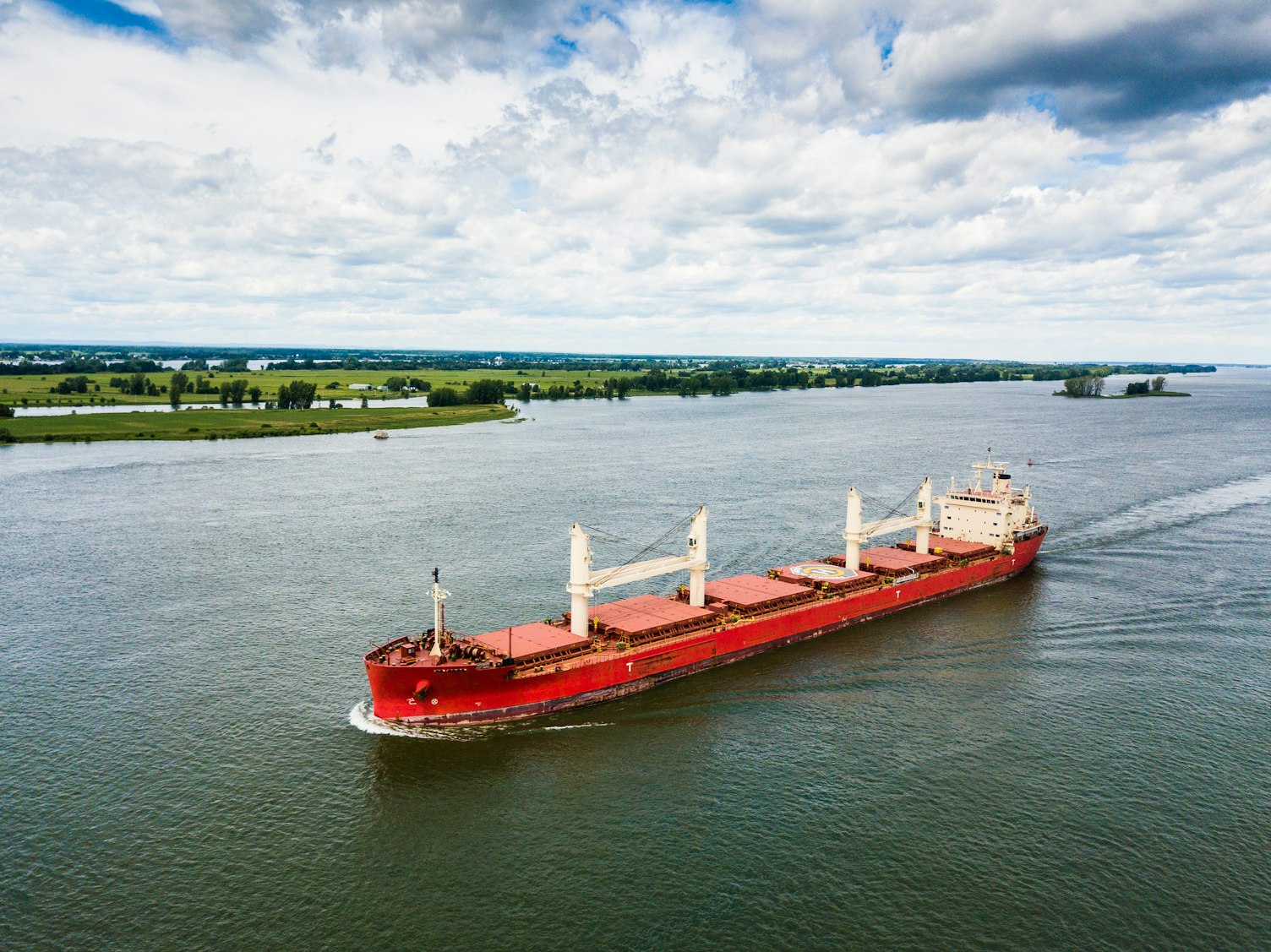 Cargo Ship near the Port of Montreal on the St Lawrence River