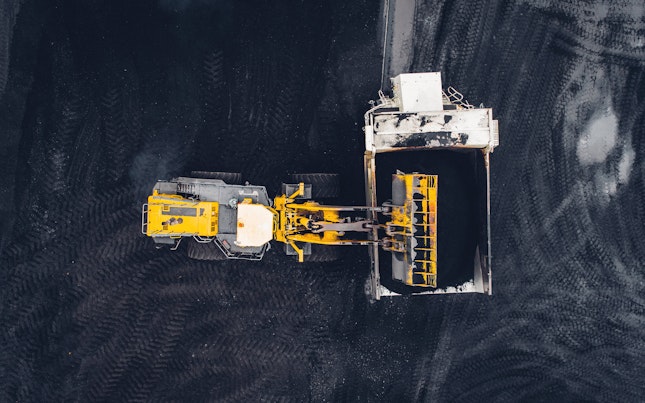 Coal mining at an open pit