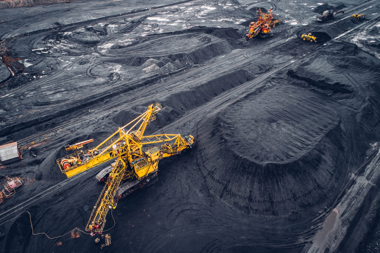 Coal mining at an open pit