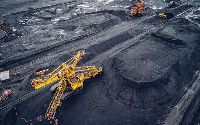 Coal mining at an open pit