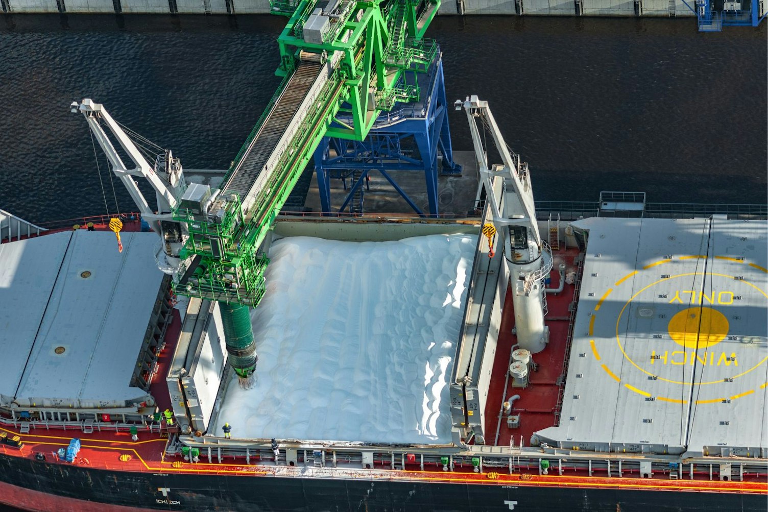 Crane Loading Materials on Cargo Ship