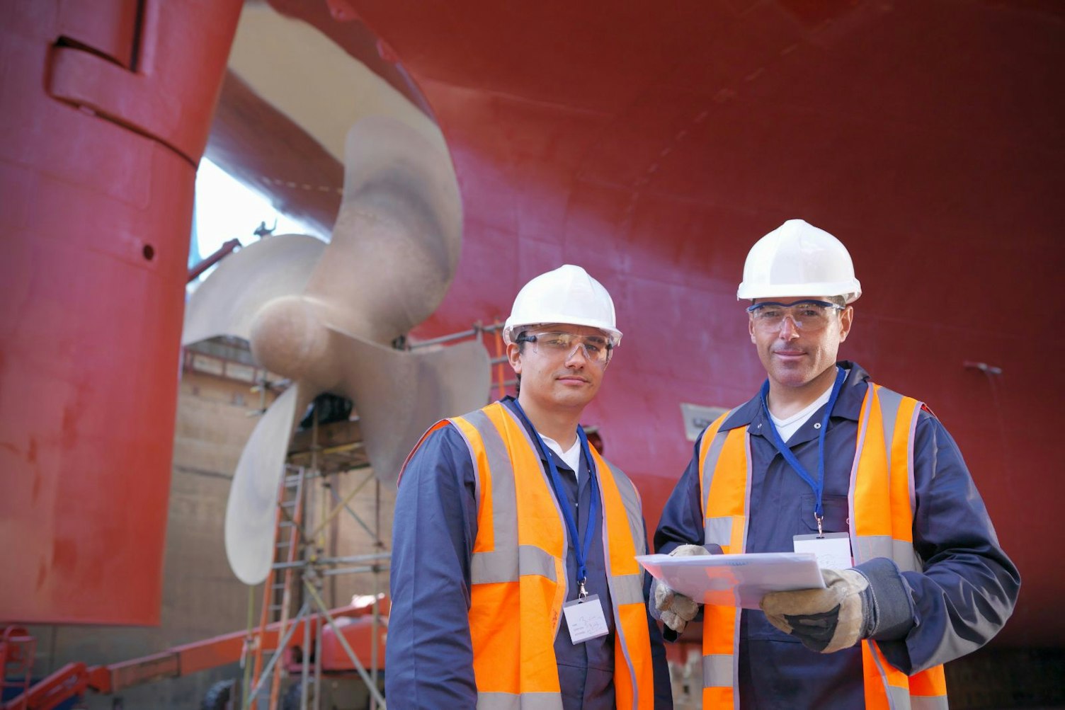 Engineer Working on a Ship in Dry Dock