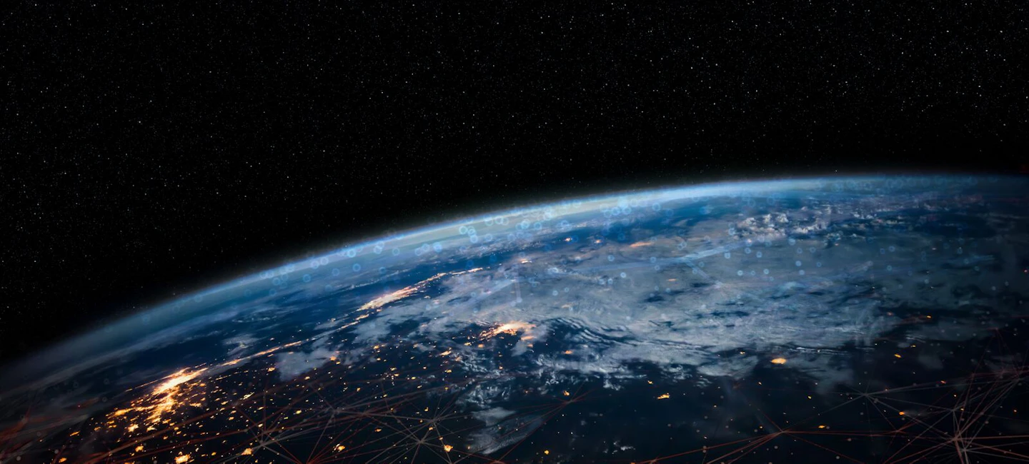 Global chemical testing laboratory panoramic view with industrial equipment and scientists at work